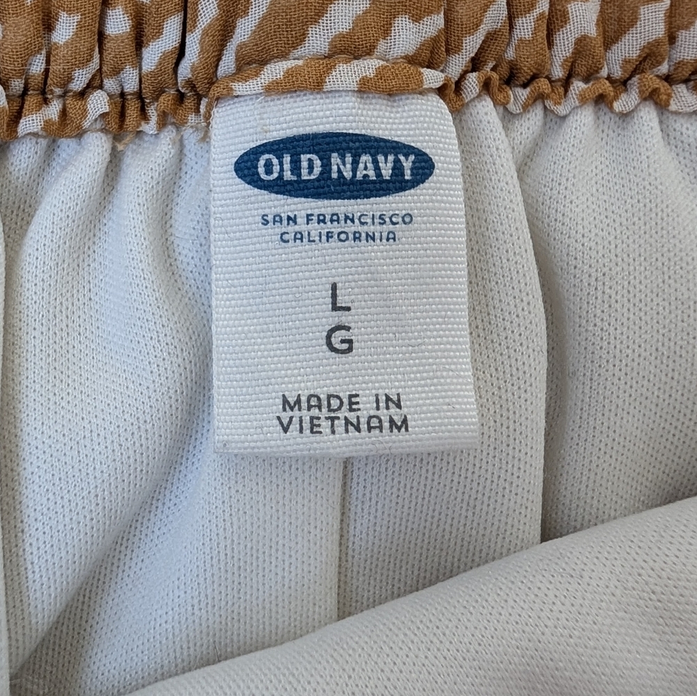 Old Navy Chevron Mustard Yellow Elastic Waist Flowy A-line Mini Skirt Size L - Picture 8 of 10